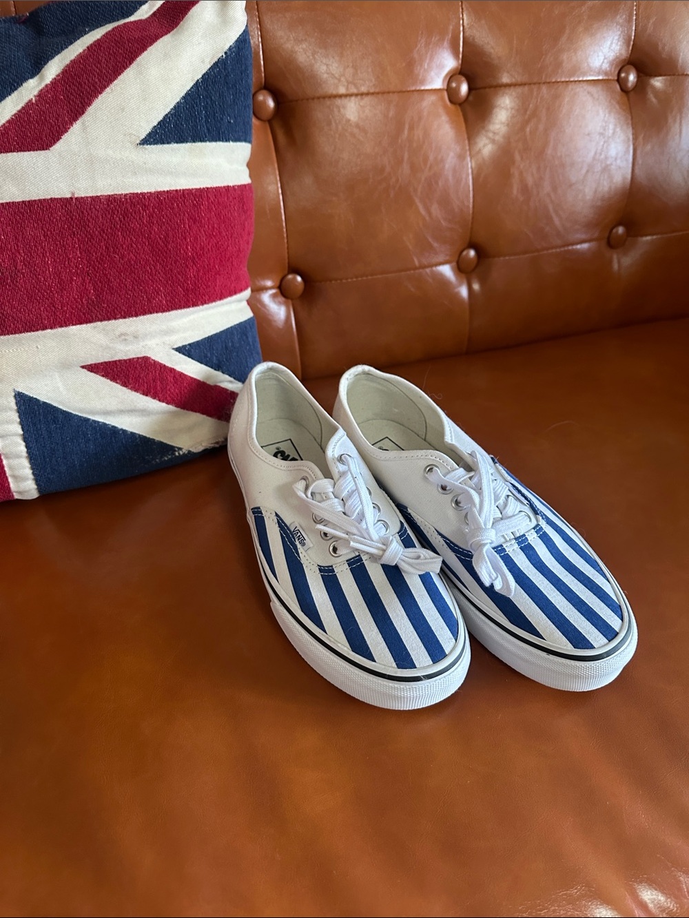 Vans Blue & White Striped Canvas Sneakers